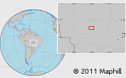 Gray Location Map of the area around 14° 26' 6" S, 54° 19' 30" W