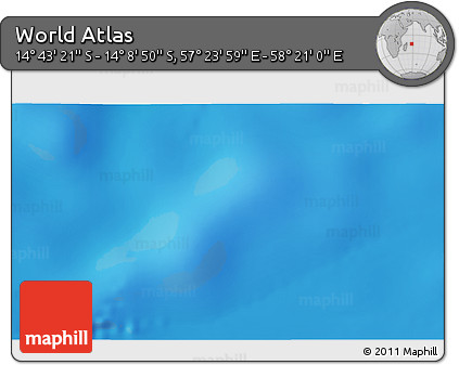 Physical 3D Map of the Area around 14° 26' 6" S, 57° 52' 30" E