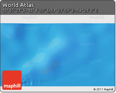 Physical 3D Map of the Area around 14° 26' 6" S, 57° 52' 30" E