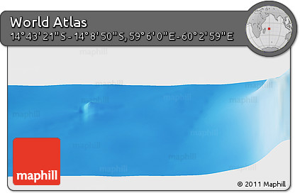 Physical Panoramic Map of the Area around 14° 26' 6" S, 59° 34' 30" E