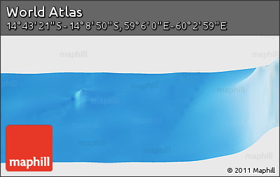Physical Panoramic Map of the Area around 14° 26' 6" S, 59° 34' 30" E