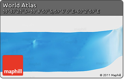 Physical Panoramic Map of the Area around 14° 26' 6" S, 59° 34' 30" E