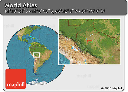 Satellite Location Map of the Area around 14° 26' 6" S, 66° 13' 29" W