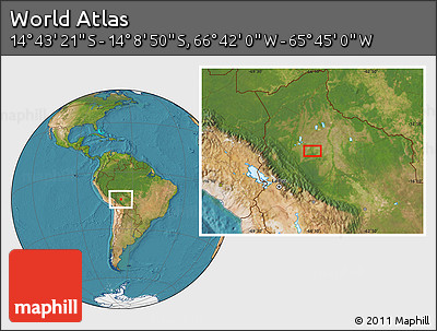 Satellite Location Map of the Area around 14° 26' 6" S, 66° 13' 29" W