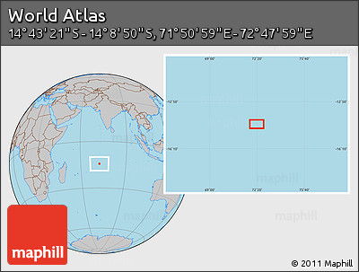 Gray Location Map of the Area around 14° 26' 6" S, 72° 19' 29" E