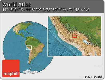 Satellite Location Map of the Area around 14° 26' 6" S, 72° 10' 30" W