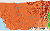 Political 3D Map of the area around 14° 26' 6" S, 75° 34' 29" W