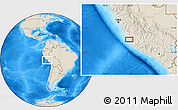 Shaded Relief Location Map of the area around 14° 26' 6" S, 75° 34' 29" W