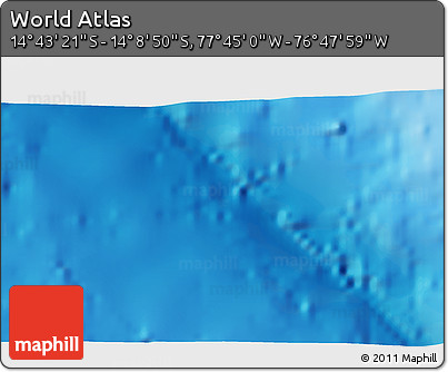 Physical 3D Map of the Area around 14° 26' 6" S, 77° 16' 30" W