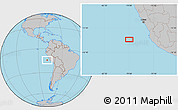 Gray Location Map of the area around 14° 26' 6" S, 78° 58' 29" W