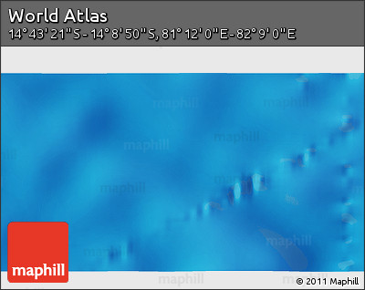 Physical 3D Map of the Area around 14° 26' 6" S, 81° 40' 30" E