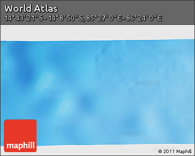 Physical 3D Map of the Area around 14° 26' 6" S, 85° 55' 30" E