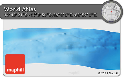 Physical Panoramic Map of the Area around 14° 26' 6" S, 88° 28' 29" E