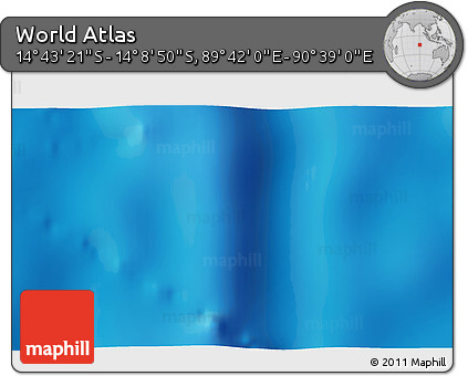 Physical 3D Map of the Area around 14° 26' 6" S, 90° 10' 30" E