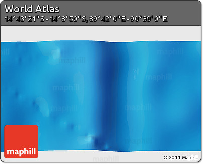 Physical 3D Map of the Area around 14° 26' 6" S, 90° 10' 30" E