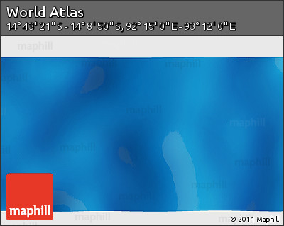 Physical 3D Map of the Area around 14° 26' 6" S, 92° 43' 29" E