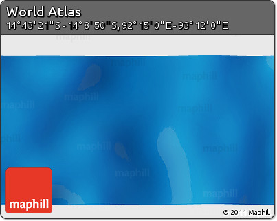 Physical 3D Map of the Area around 14° 26' 6" S, 92° 43' 29" E