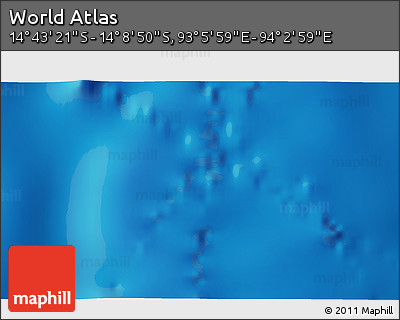 Physical 3D Map of the Area around 14° 26' 6" S, 93° 34' 29" E