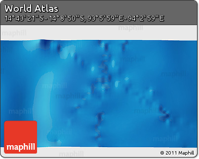 Physical 3D Map of the Area around 14° 26' 6" S, 93° 34' 29" E