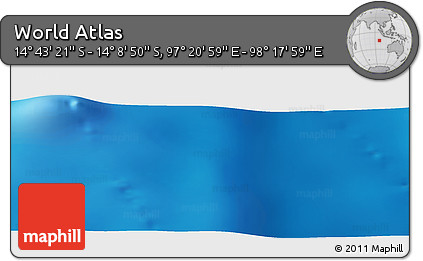 Physical Panoramic Map of the Area around 14° 26' 6" S, 97° 49' 29" E