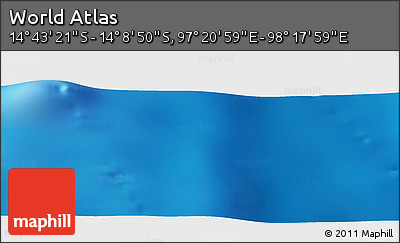 Physical Panoramic Map of the Area around 14° 26' 6" S, 97° 49' 29" E