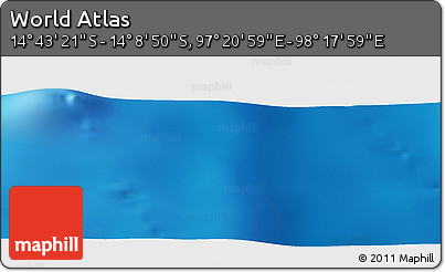 Physical Panoramic Map of the Area around 14° 26' 6" S, 97° 49' 29" E