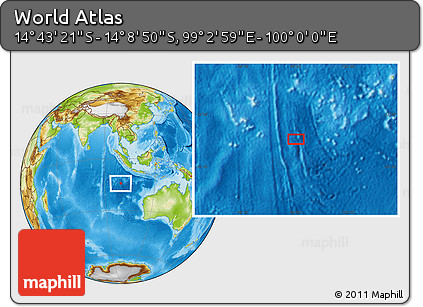 Physical Location Map of the Area around 14° 26' 6" S, 99° 31' 30" E