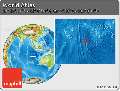Physical Location Map of the Area around 14° 26' 6" S, 99° 31' 30" E