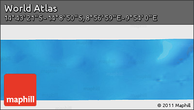 Physical Panoramic Map of the Area around 14° 26' 6" S, 9° 25' 30" E