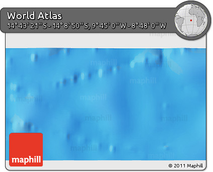 Physical 3D Map of the Area around 14° 26' 6" S, 9° 16' 30" W