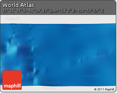Shaded Relief 3D Map of the Area around 14° 56' 57" S, 100° 22' 30" E