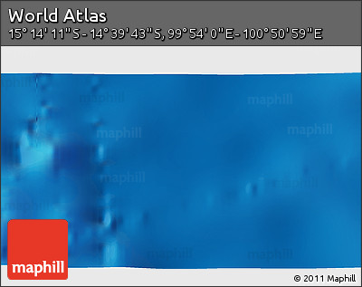 Shaded Relief 3D Map of the Area around 14° 56' 57" S, 100° 22' 30" E