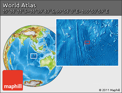 Physical Location Map of the Area around 14° 56' 57" S, 100° 22' 30" E