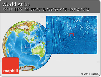 Physical Location Map of the Area around 14° 56' 57" S, 102° 55' 30" E