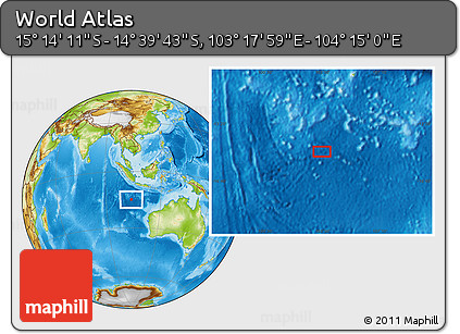 Physical Location Map of the Area around 14° 56' 57" S, 103° 46' 30" E