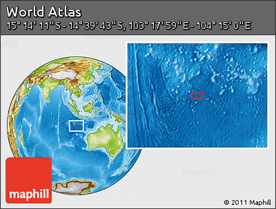 Physical Location Map of the Area around 14° 56' 57" S, 103° 46' 30" E