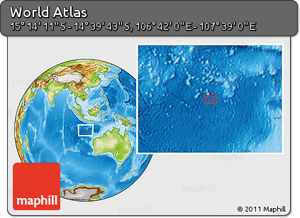 Physical Location Map of the Area around 14° 56' 57" S, 107° 10' 30" E