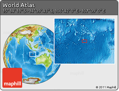 Physical Location Map of the Area around 14° 56' 57" S, 107° 10' 30" E