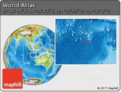 Physical Location Map of the Area around 14° 56' 57" S, 108° 1' 30" E