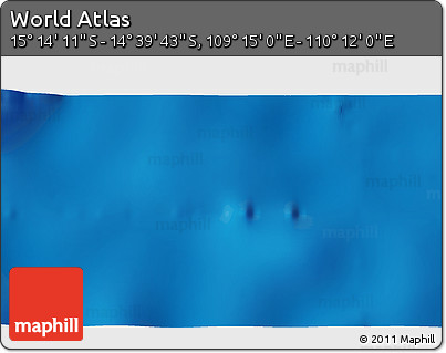 Shaded Relief 3D Map of the Area around 14° 56' 57" S, 109° 43' 29" E