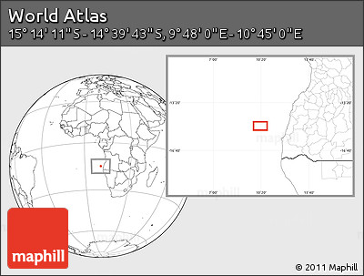 Blank Location Map of the Area around 14° 56' 57" S, 10° 16' 30" E