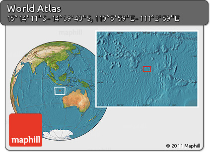 Satellite Location Map of the Area around 14° 56' 57" S, 110° 34' 29" E