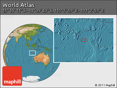 Satellite Location Map of the Area around 14° 56' 57" S, 110° 34' 29" E