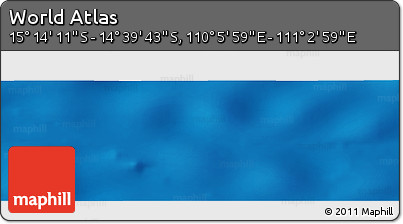 Physical Panoramic Map of the Area around 14° 56' 57" S, 110° 34' 29" E