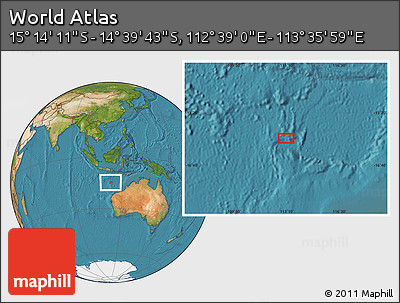 Satellite Location Map of the Area around 14° 56' 57" S, 113° 7' 30" E