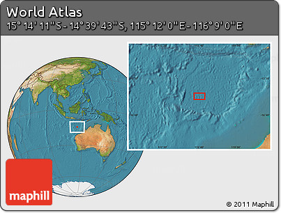 Satellite Location Map of the Area around 14° 56' 57" S, 115° 40' 30" E