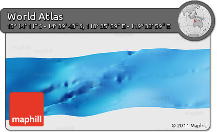 Physical Panoramic Map of the Area around 14° 56' 57" S, 119° 4' 29" E