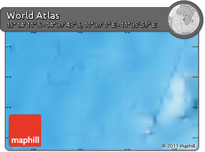 Physical Map of the Area around 14° 56' 57" S, 11° 7' 30" E