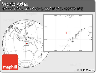 Blank Location Map of the Area around 14° 56' 57" S, 122° 28' 29" E