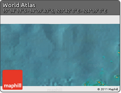 Satellite 3D Map of the Area around 14° 56' 57" S, 124° 10' 30" E
